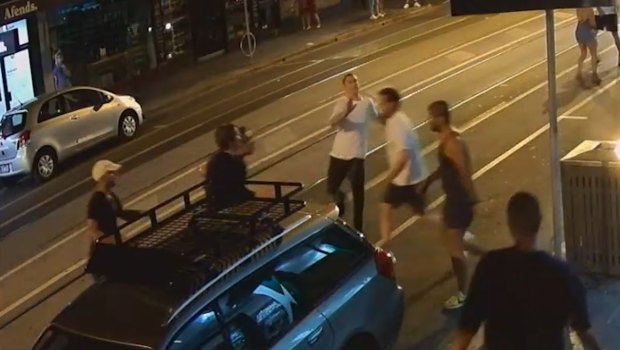 A violent brawl erupted in Chapel Street on Wednesday night leaving one man seriously injured.