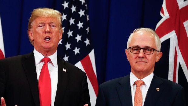 Prime Minister Malcolm Turnbull with United States of America President Donald Trump at the ASEAN summit in Manila, Philippines in November.