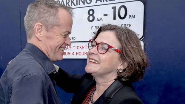 Bill Shorten with newly elected member for Batman Ged Kearney  at the Preston Market on Sunday.