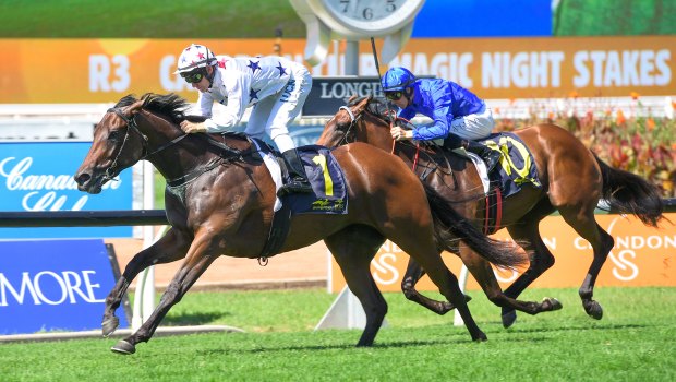 Slipper favourite: Sunlight wins the Magic Night Stakes at Rosehill on Saturday.