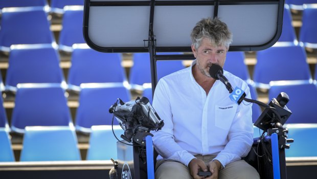 In the chair ... As an elite umpire, John Blom is competing with colleagues to officiate at the Australian Open finals this weekend.