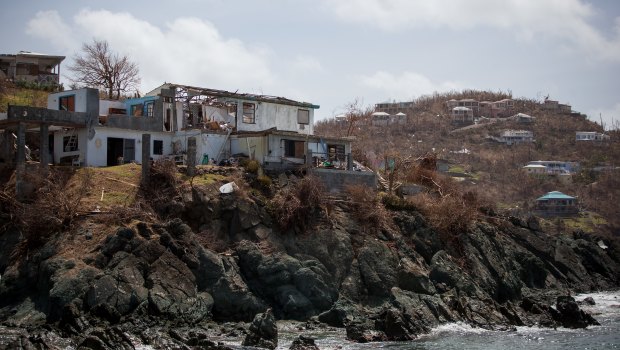 A damaged building in St John, US Virgin Islands.