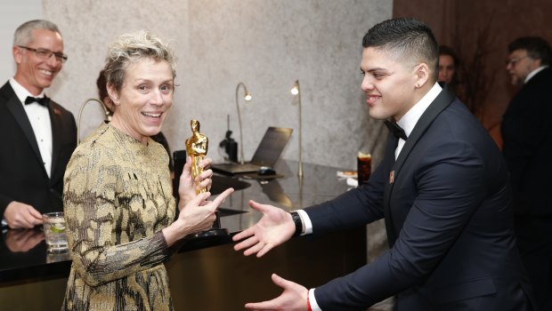 The statue conveniently had McDormand's name engraved on it at the Governor's Ball.