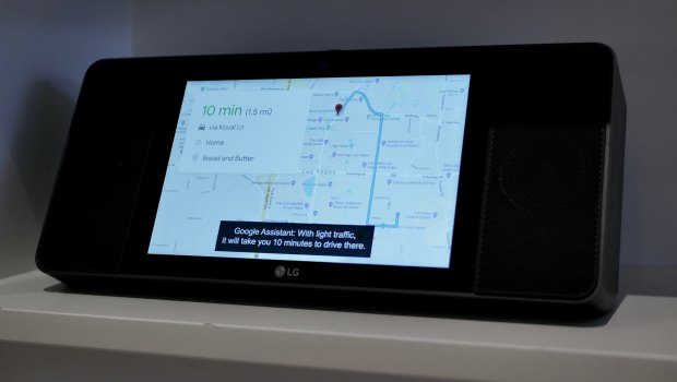 An LG smart display that acts as a Google Home but with a screen to display information.