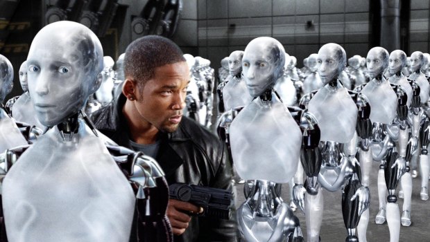 In the 2004 film, I, Robot, robots start to think for themselves.  