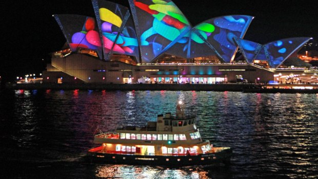 The Sydney Opera House lights up as part of Vivid Sydney. Photo: 