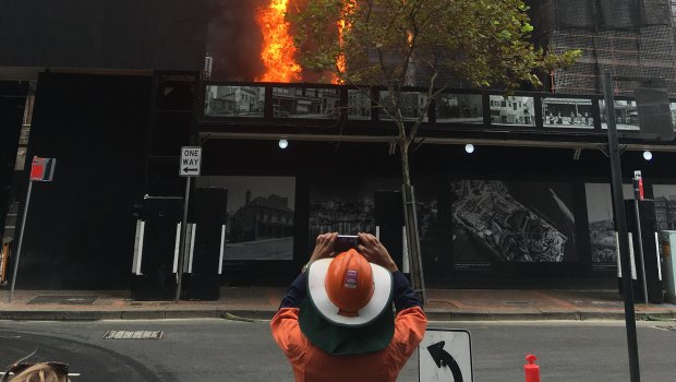 The fire at the Gold Fields House building in Circular Quay on Tuesday.