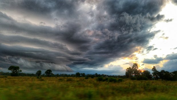 Severe storms over Rosewood, about 60 kilometres south-west of Brisbane, on Monday night.