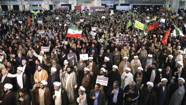 Iranian hard-liners rallied on Saturday to support the country's supreme leader and clerically overseen government as spontaneous protests sparked by anger over the country's ailing economy roiled major cities in the Islamic Republic. 