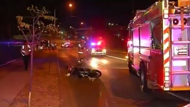 The motorbike rider was left fighting for life after losing control.