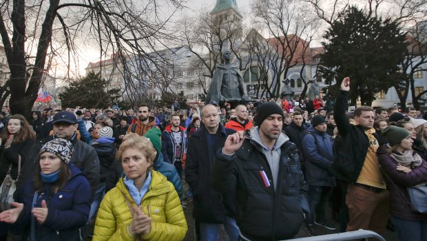 Thousands of people turned out after the resignation of Prime Minister Robert Fico and his government.