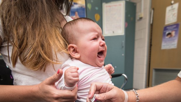 Ella with her mother Gabriela Marighetto received her vaccinations in Footscray.