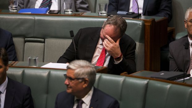 Barnaby Joyce as a backbencher in Parliament on Monday.