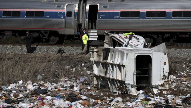 An Amtrak passenger train carrying dozens of Republican lawmakers to a Republican retreat in West Virginia struck a garbage truck south of Charlottesville, Virginia. 