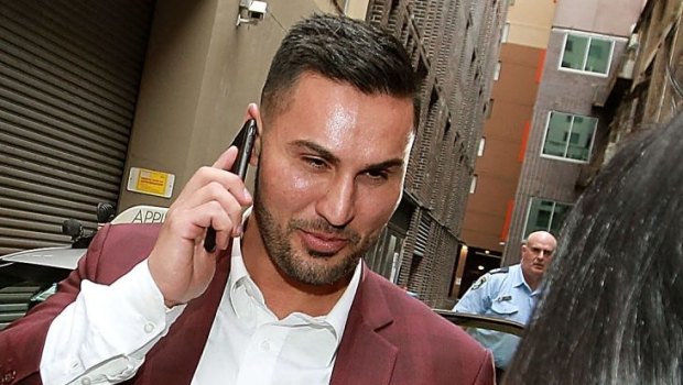 Salim Mehajer leaving Darling Harbour Police Station after the assault in the early hours of April 2, 2017.
