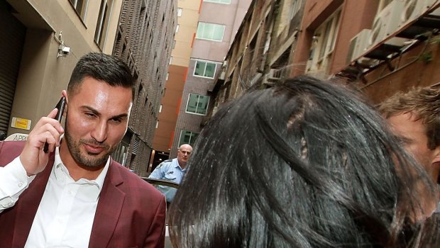 Salim Mehajer leaving Darling Harbour Police Station after the assault in the early hours of April 2, 2017.