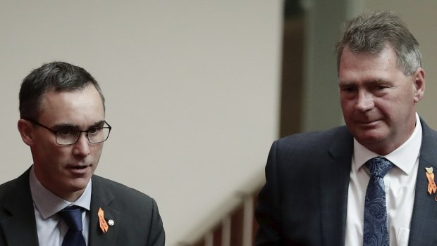 Independent senators Tim Storer (left) and Steve Martin (right) in the Senate on Wednesday.