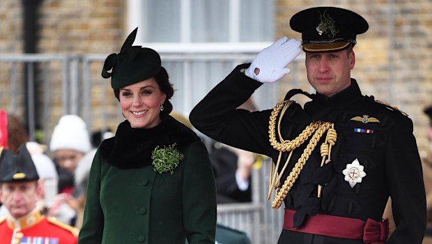 The Duke and Duchess of Cambridge arrive at the parade. 