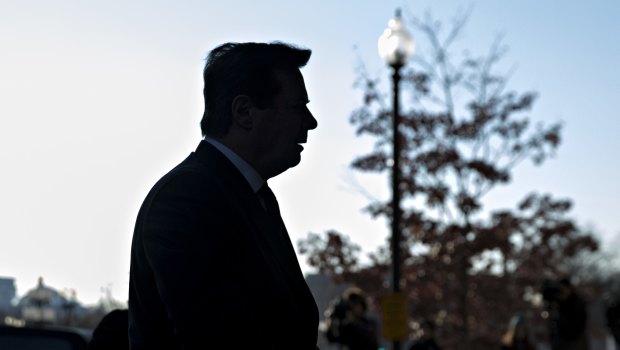 The silhouette of Paul Manafort, former campaign manager for Donald Trump.