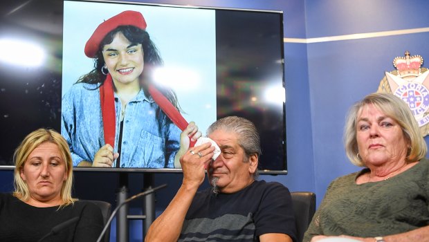 Sarah Gatt's family appeals for information at a police press conference.