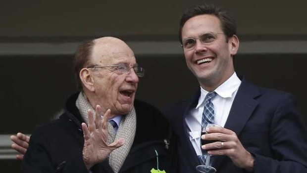 Rupert Murdoch with his son James who is Chairman of Sky