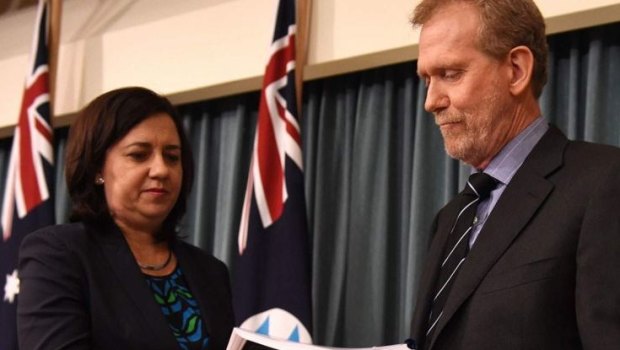 CCC chair Alan MacSporran, pictured with Premier Annastacia Palaszczuk, has made 31 recommendations following Operation Belcarra.