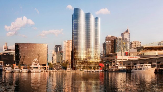 Salta Properties' proposed new 26 storey apartment tower with an Indigo Hotel in Docklands.