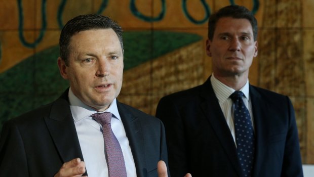 Lyle Shelton, who will step down as managing director of the Australian Christian Lobby, with Senator Cory Bernardi.