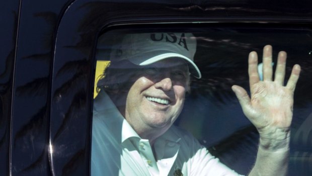 President Donald Trump en route to Mar-a-Lago on Thursday.