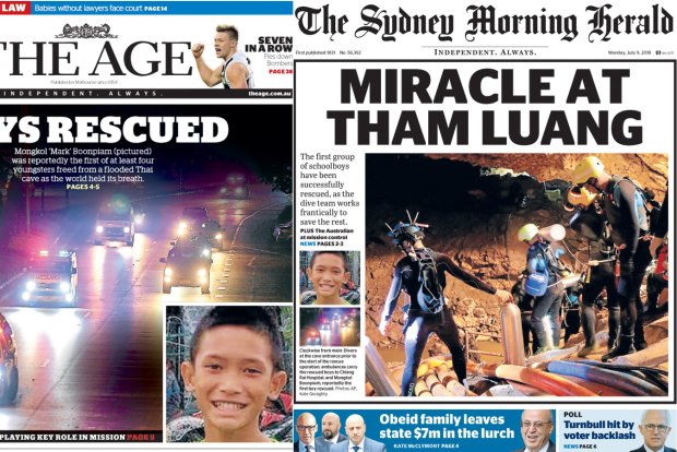 Monday's front pages of The Age and The Sydney Morning Herald. 