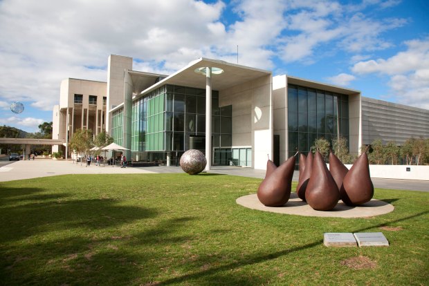 George Baldessin's pears outside the National Gallery of Australia. 