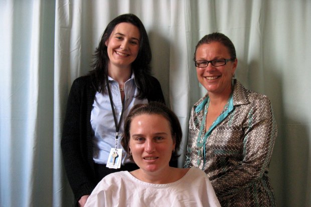 Banham with burns specialists, professors Suzanne Rea and Fiona Wood, at Royal Perth Hospital after the accident.