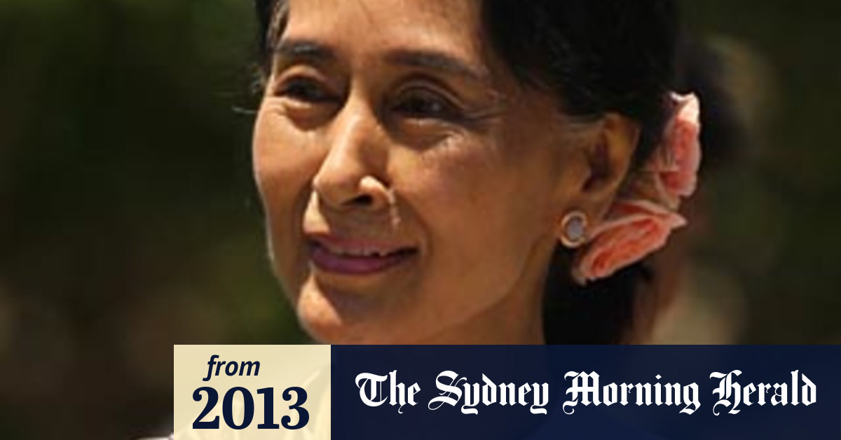Myanmar democracy leader Aung San Suu Kyi speaks to a ...