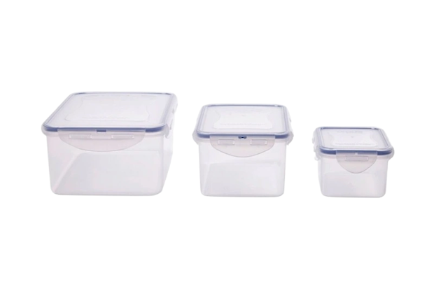 Lock 'n' Lock Classic Rectangular Food Storage Container Set with Lids 3 Pack.