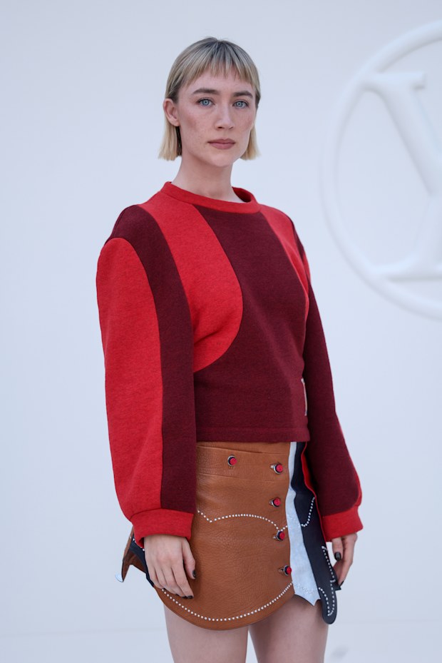 Saoirse Ronan at the Louis Vuitton Womenswear Spring/Summer 2027 show as part of Paris Fashion Week on October 6, 2026 in Paris, France.