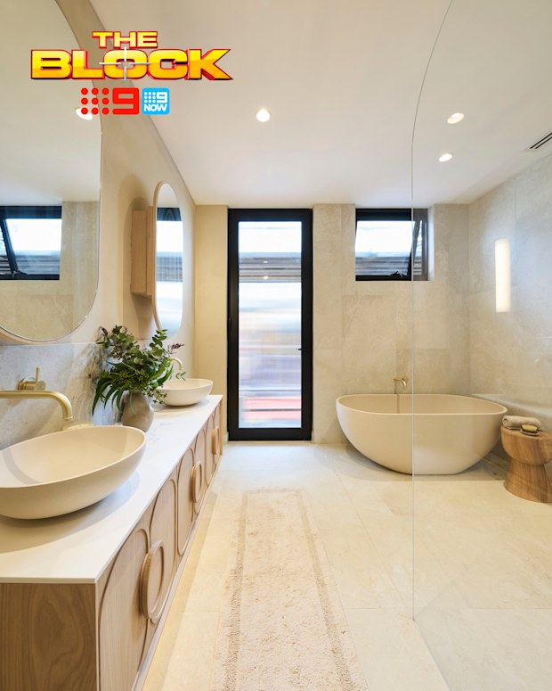 The Block 2026 Room Reveals House 2 Main Bathroom Chantel and Wyatt