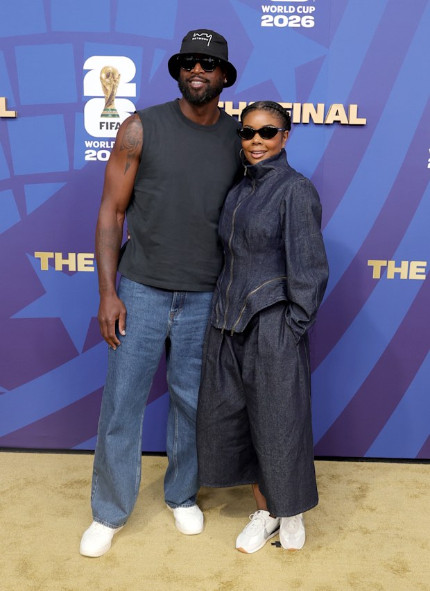Dwyane Wade and Gabrielle Union attend the FIFA World Cup 2026 Final match between Spain and Argentina at New York New Jersey Stadium on July 19, 2026 in East Rutherford, New Jersey.