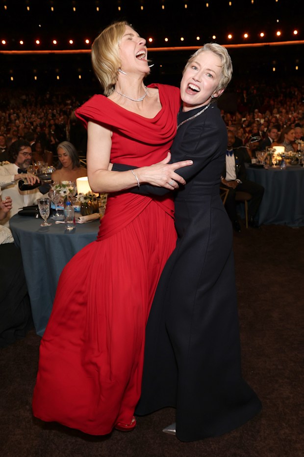 Rhea Seehorn and Carrie Coon attend the 78th Primetime Emmy Awards held at the Peacock Theater on September 14, 2026
