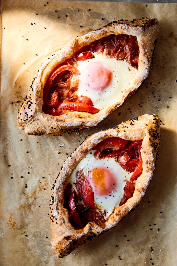Spiced tomato and egg pide by Melanie Persson