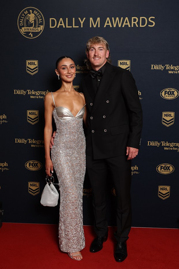 SYDNEY, AUSTRALIA - SEPTEMBER 30: Fletcher Sharpe of the Newcastle Knights arrives ahead of the 2026 Dally M Awards at The Cutaway, Barangaroo on September 30, 2026 in Sydney, Australia. (Photo by Mark Metcalfe/Getty Images)
