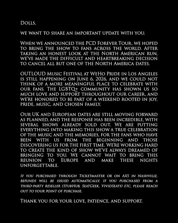 Pussycat dolls cancel North American tour