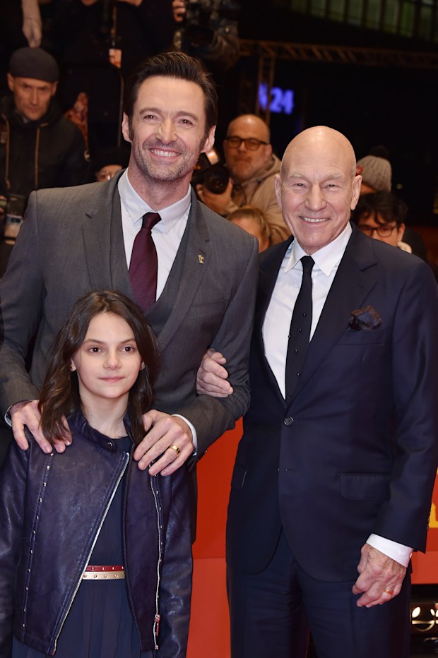 Hugh Jackman, Patrick Stewart and Dafne Keen attend the ‘Logan’ premiere during the 67th Berlinale International Film Festival Berlin at Berlinale Palace on February 17, 2017 in Berlin, Germany.