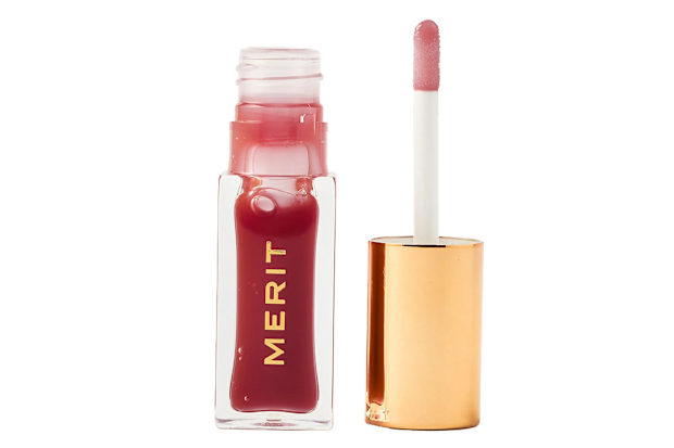 Merit Shade Slick Tinted Lip Oil in 'Mapleton'.