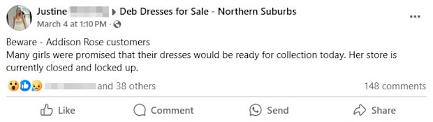 Justine took her complaints to Facebook and was contacted by a slew of other frustrated customers.