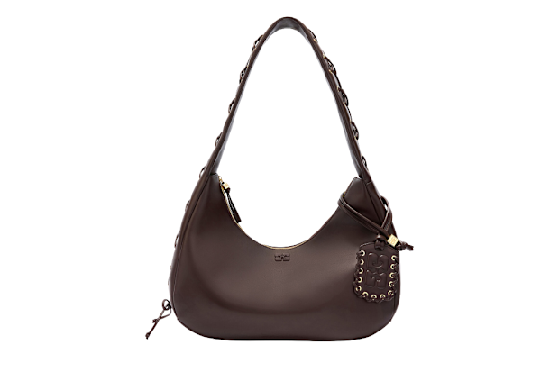 Ganni Brown Medium Laces Hobo Bag.