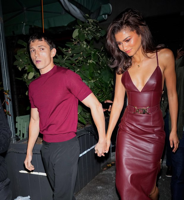 Tom Holland and Zendaya are seen on October 24, 2024 in New York City. 