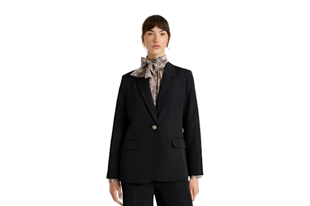 Basque Drape Twill Single Breasted Blazer.