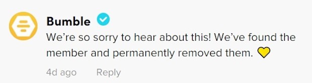 Bumble reached out to the woman on her TikTok account.