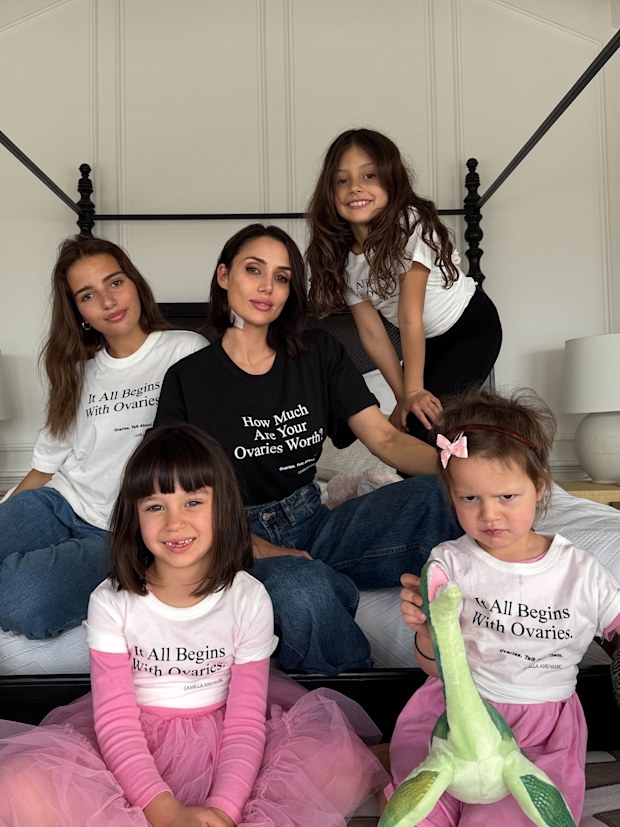 Snezana Wood and her four daughters promote new Ovarian cancer research in a social media post in August 2025