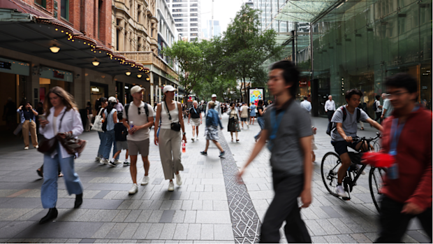 Shoppers at Pitt Street Mall in Sydney.